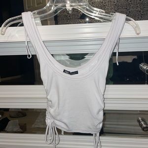 NEW ZARA WHITE SCRUNCHED CROP TOP